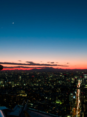 月、宵の明星、そして富士山