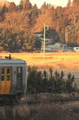 遠くに朝日
