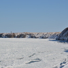 流氷に覆われた能取岬