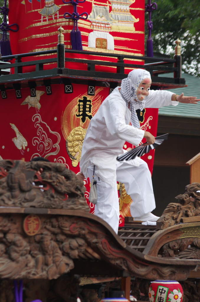 鵠沼皇大神宮例大祭（山車の屋根踊りひょっとこ）