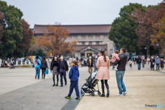 東京国立博物館を背景に