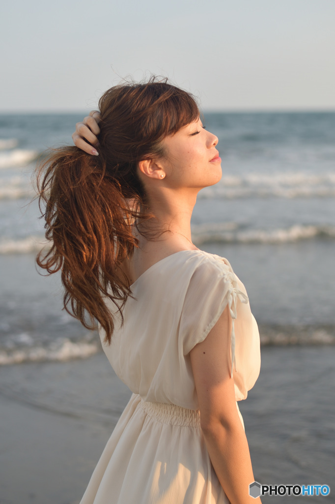 夕陽を浴びて