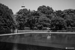 法隆寺宝物館から表慶館を望む