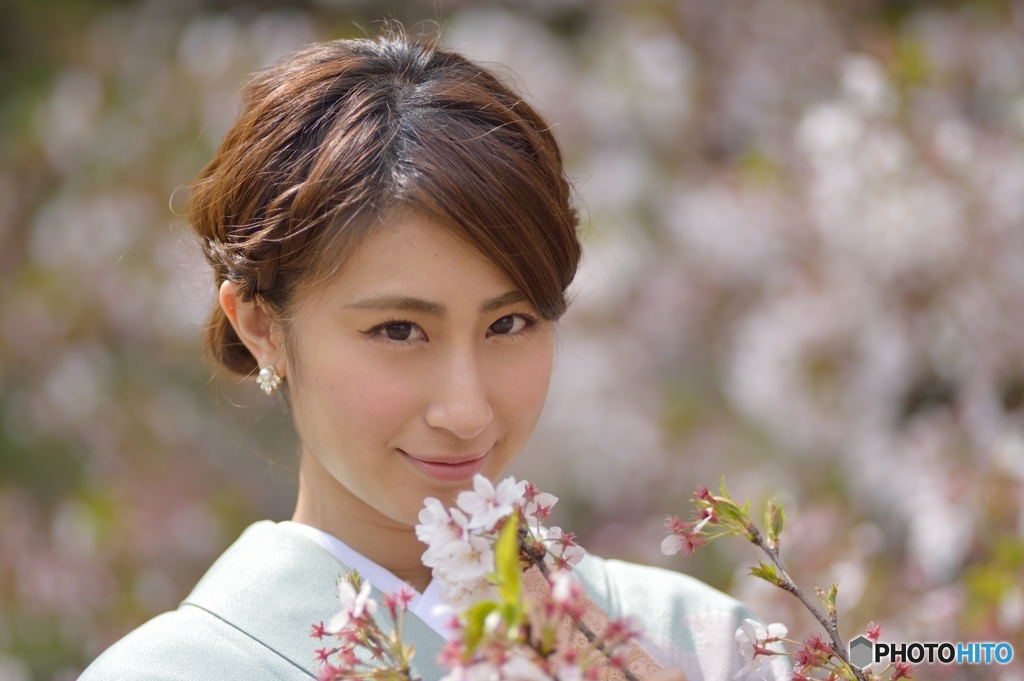 桜と着物べっぴんさん１