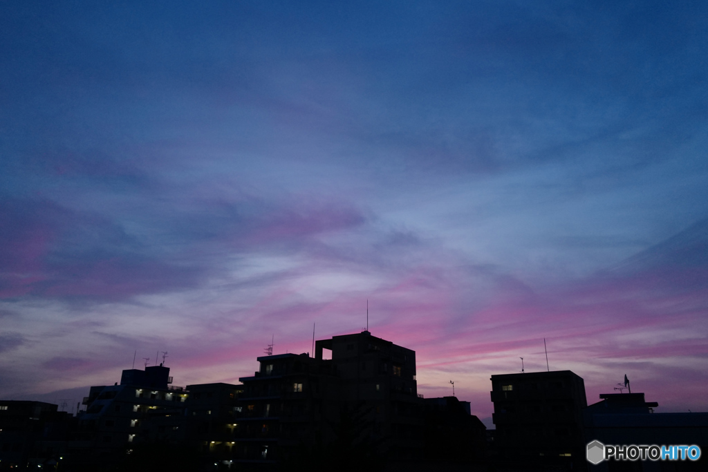 The purple sky at sunset