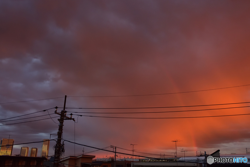 クリスマスイブ・イブの夕焼けと虹