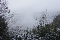 霧の下の町