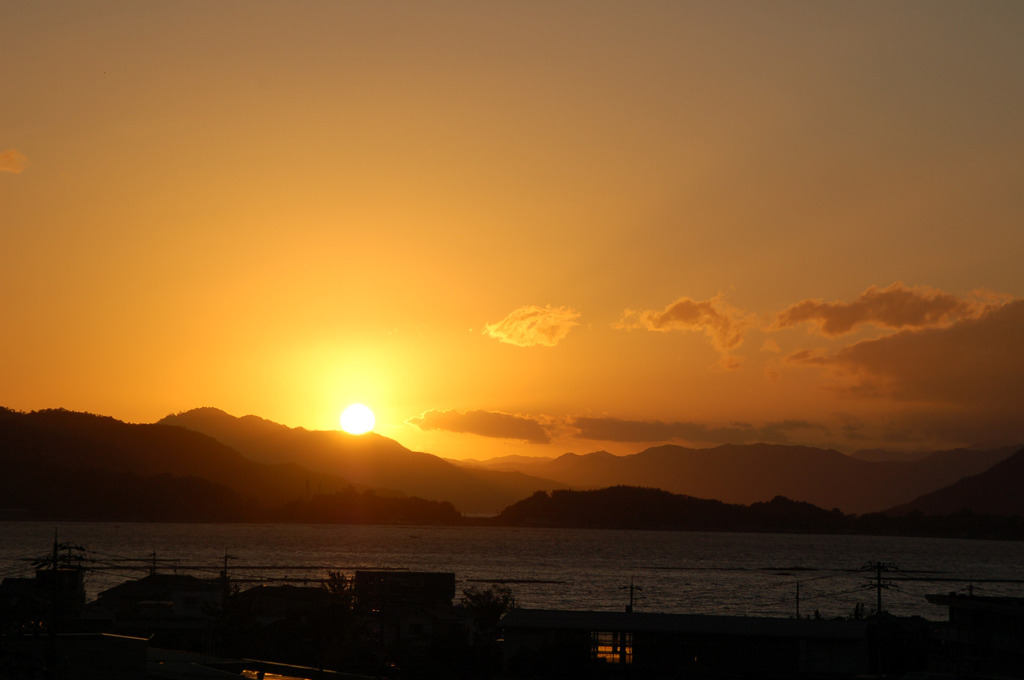 我が家の夕日