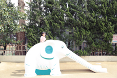滑るゾウ。