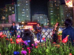 夜空の下で