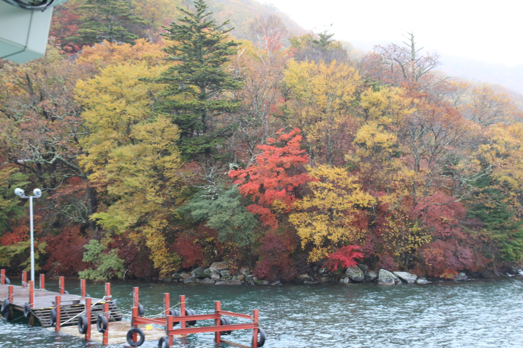 雨の中禅寺湖