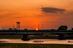 夕暮れの長良橋