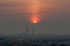 池田山に沈む夕陽