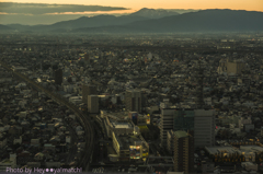 岐阜市街（冬の夕暮れ）