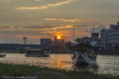 夕陽に浸る