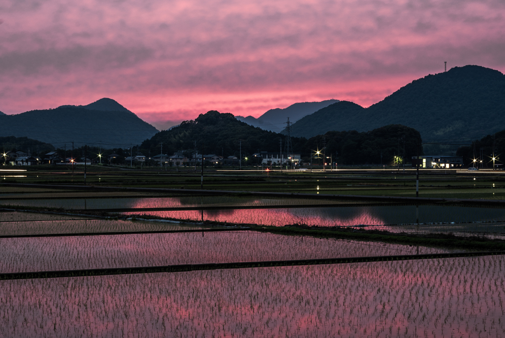 各務野の夕暮れ