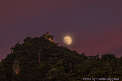 岐阜城と月と