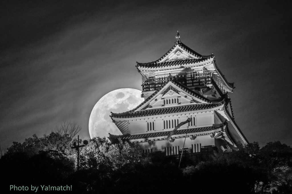 岐阜城と満月