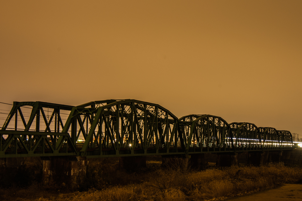 ＪＲ長良川鉄橋の夜景