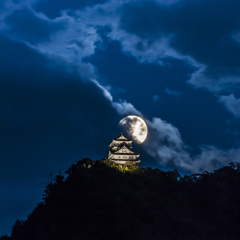 The Gifu castle and the full moon 水無月③
