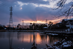 東島池の雪景