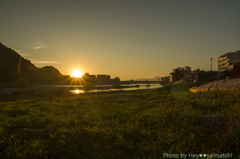 長良川の夕暮れ（初冬）