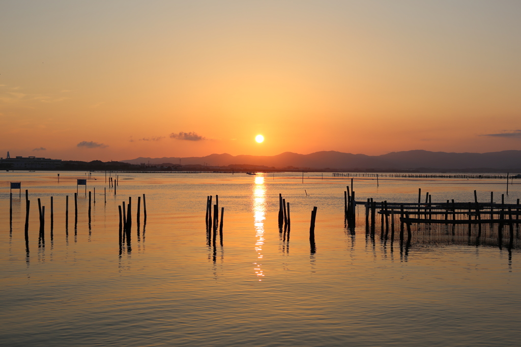浜名湖の夕暮れ
