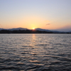 気仙湾から望む夕陽