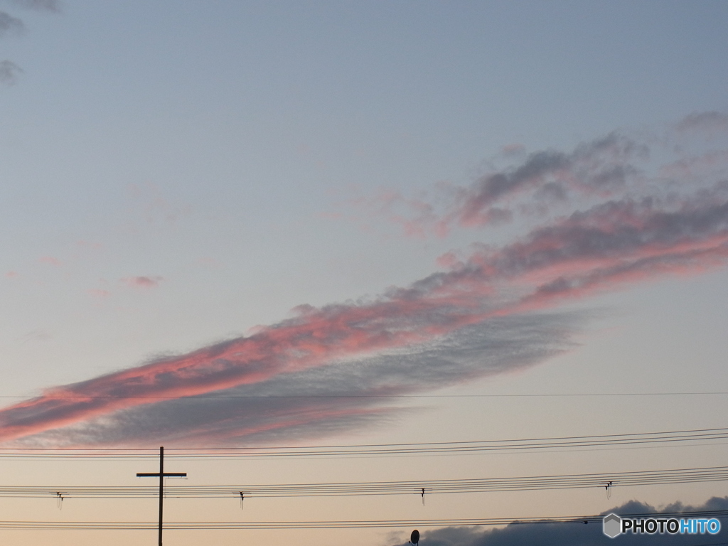 染まる夕雲