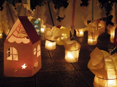 a candle house and trees