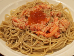 カニとイクラのスパゲッティ