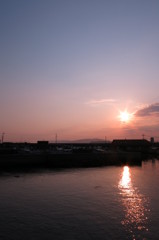 夕空と加太の海の水鏡