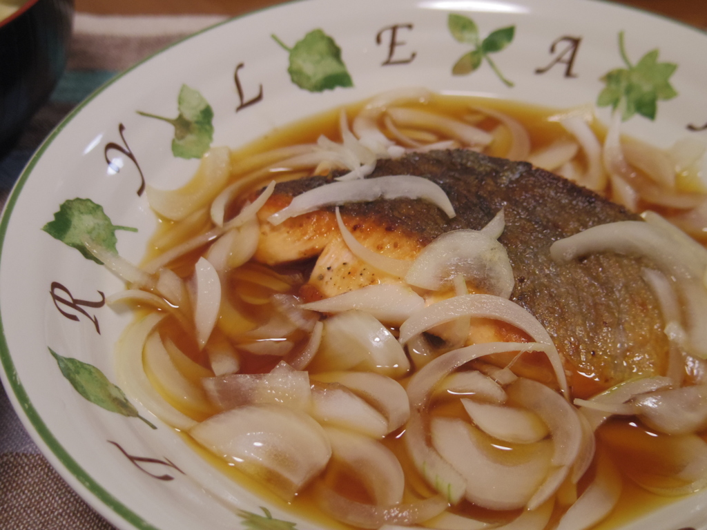 我が家のサーモンのムニエル　ポン酢がけ