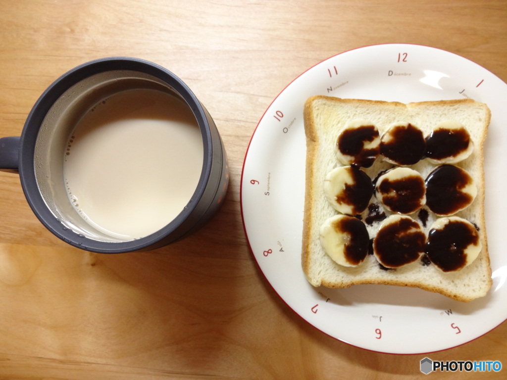 カフェオレとチョコバナナトースト