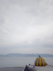 瀬戸内海と黄かぼちゃ