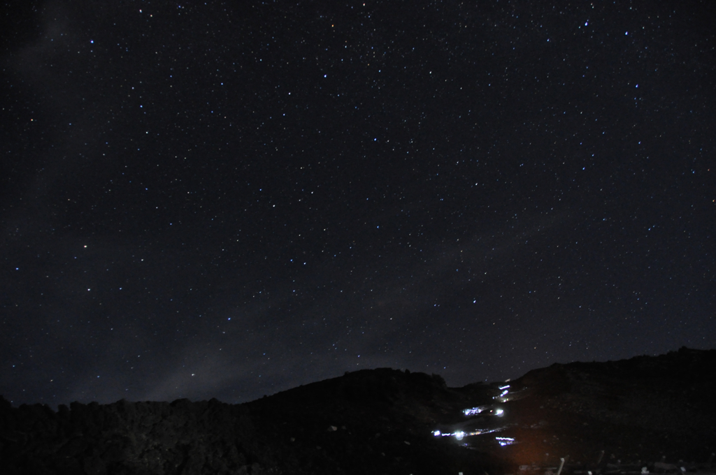 星空と登山客