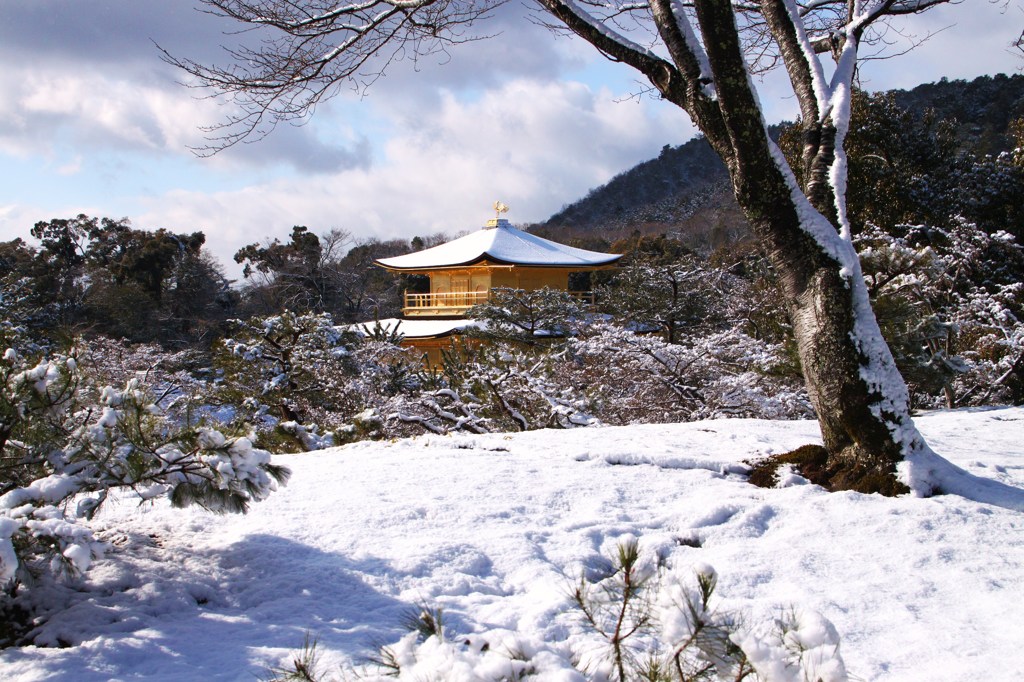 雪の中に現れた金閣寺