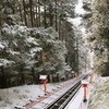 雪の中ケーブルカーは昇る