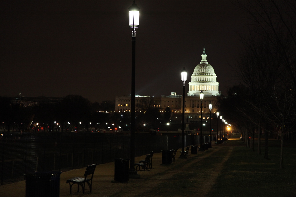 Night View Of United States Capitol