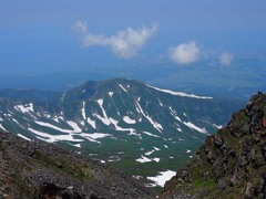 鳥海山頂からの稲倉岳の眺め