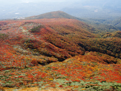 紅葉の栗駒山山頂から