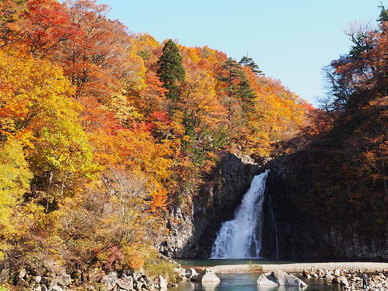 紅葉する法体の滝２