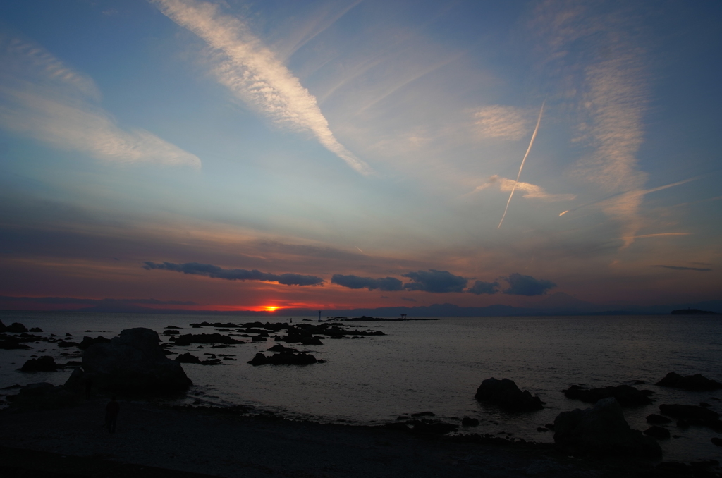 森戸海岸にて