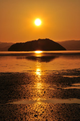 竹生島の夕陽