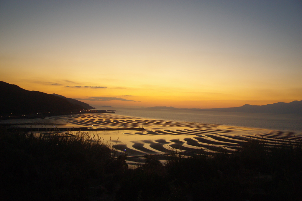 熊本県宇土・御輿来海岸の夕暮れ