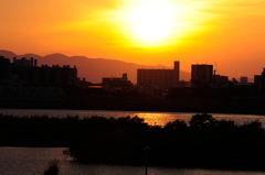 河川敷の夕焼け