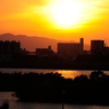 河川敷の夕焼け
