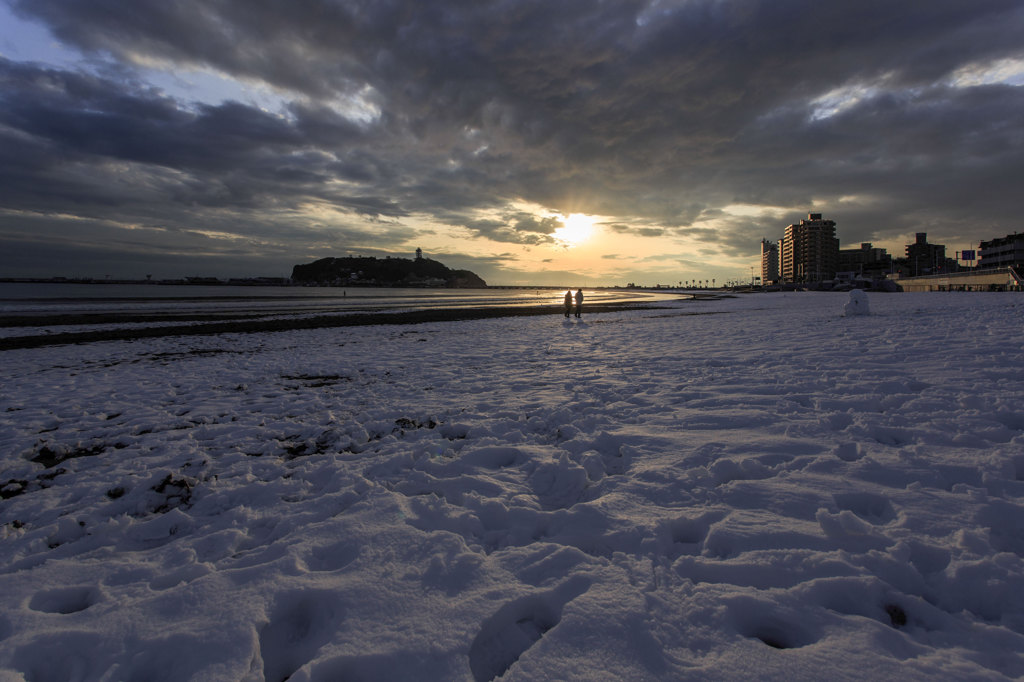 Snowy beach