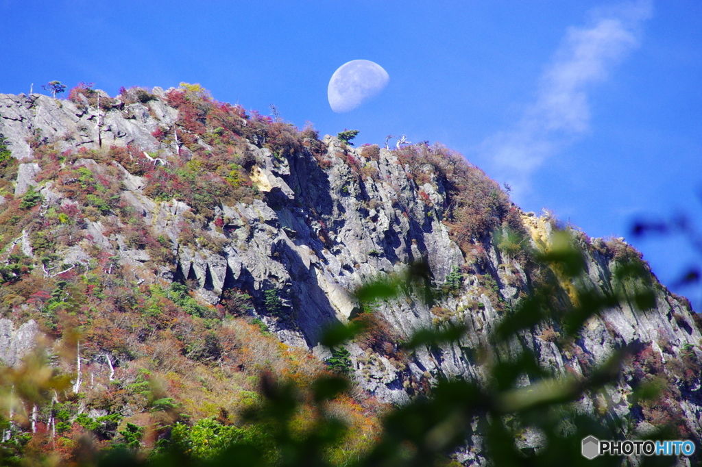 石鎚山と月