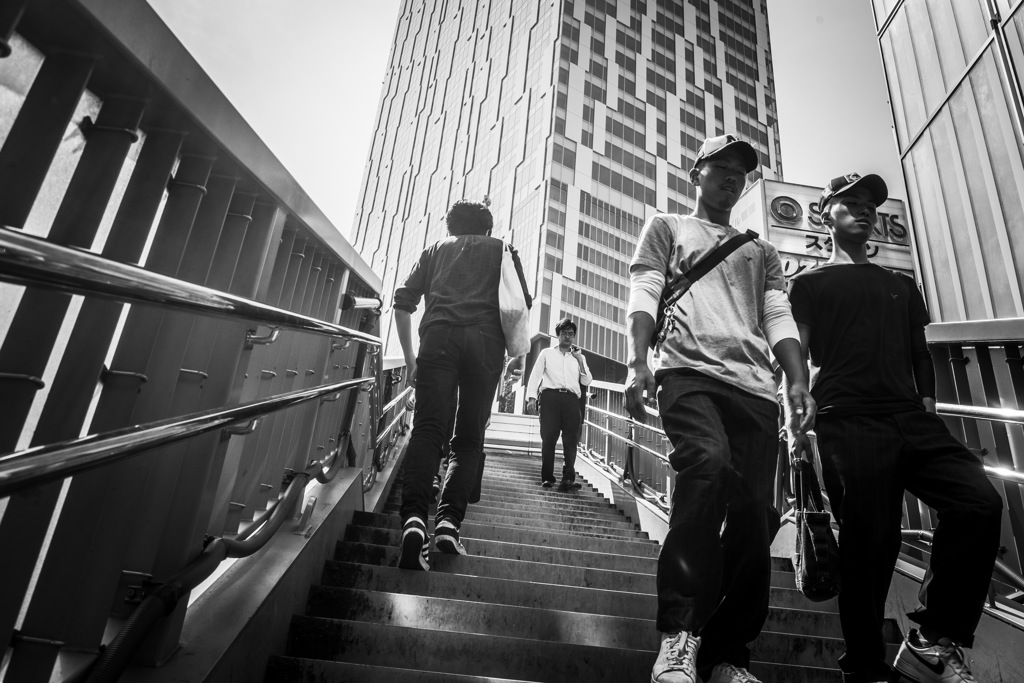 On the stairs